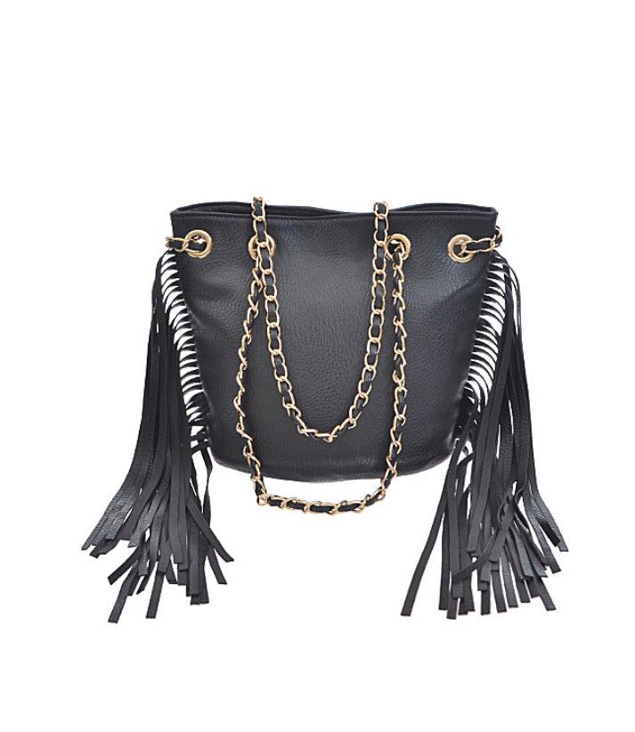 Black fringe purse